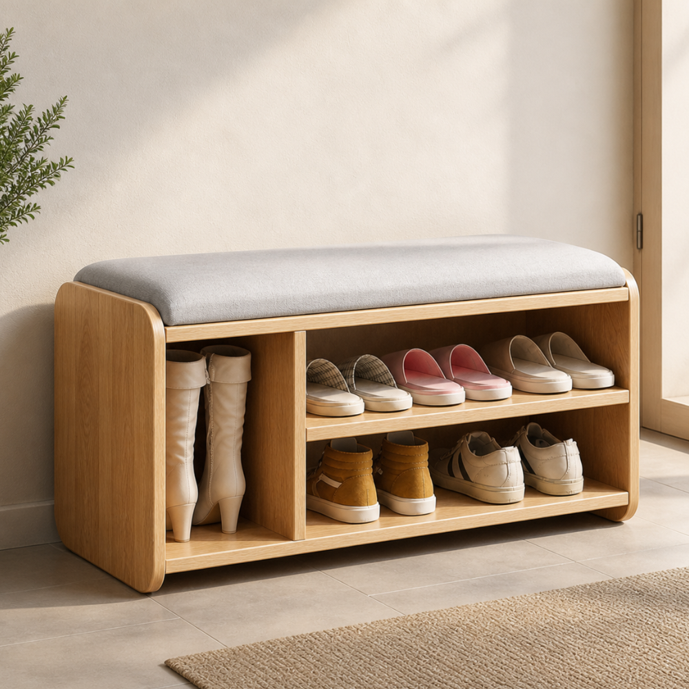 Modern Minimalist Shoe Bench with Two-Tier Storage and | Ridorn-Benches-Ridorn