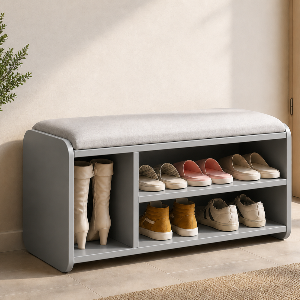 Modern Minimalist Shoe Bench with Two-Tier Storage and | Ridorn-Benches-Ridorn