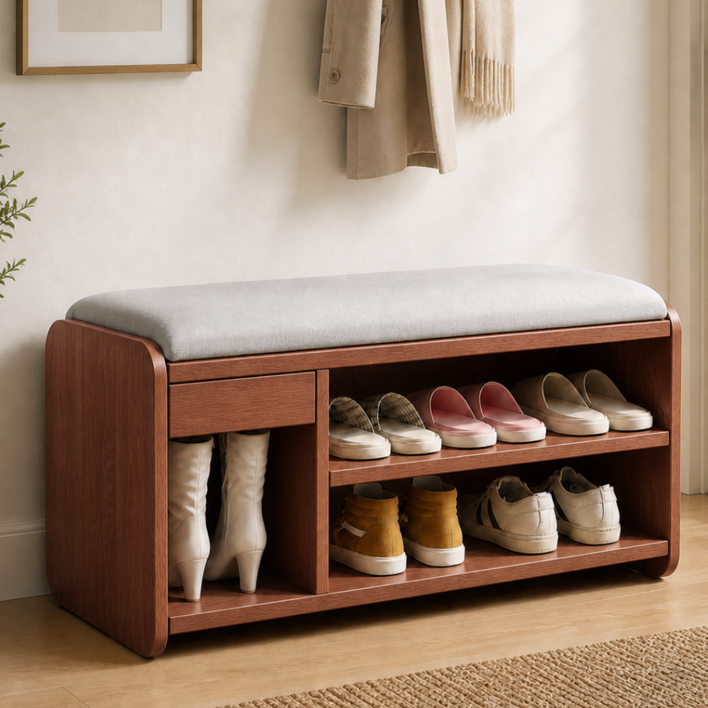 Modern Minimalist Shoe Bench with Two-Tier Storage and | Ridorn-Benches-Ridorn