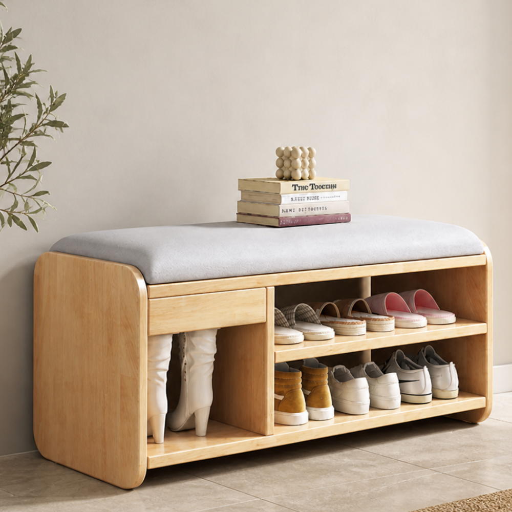 Modern Minimalist Shoe Bench with Two-Tier Storage and | Ridorn-Benches-Ridorn