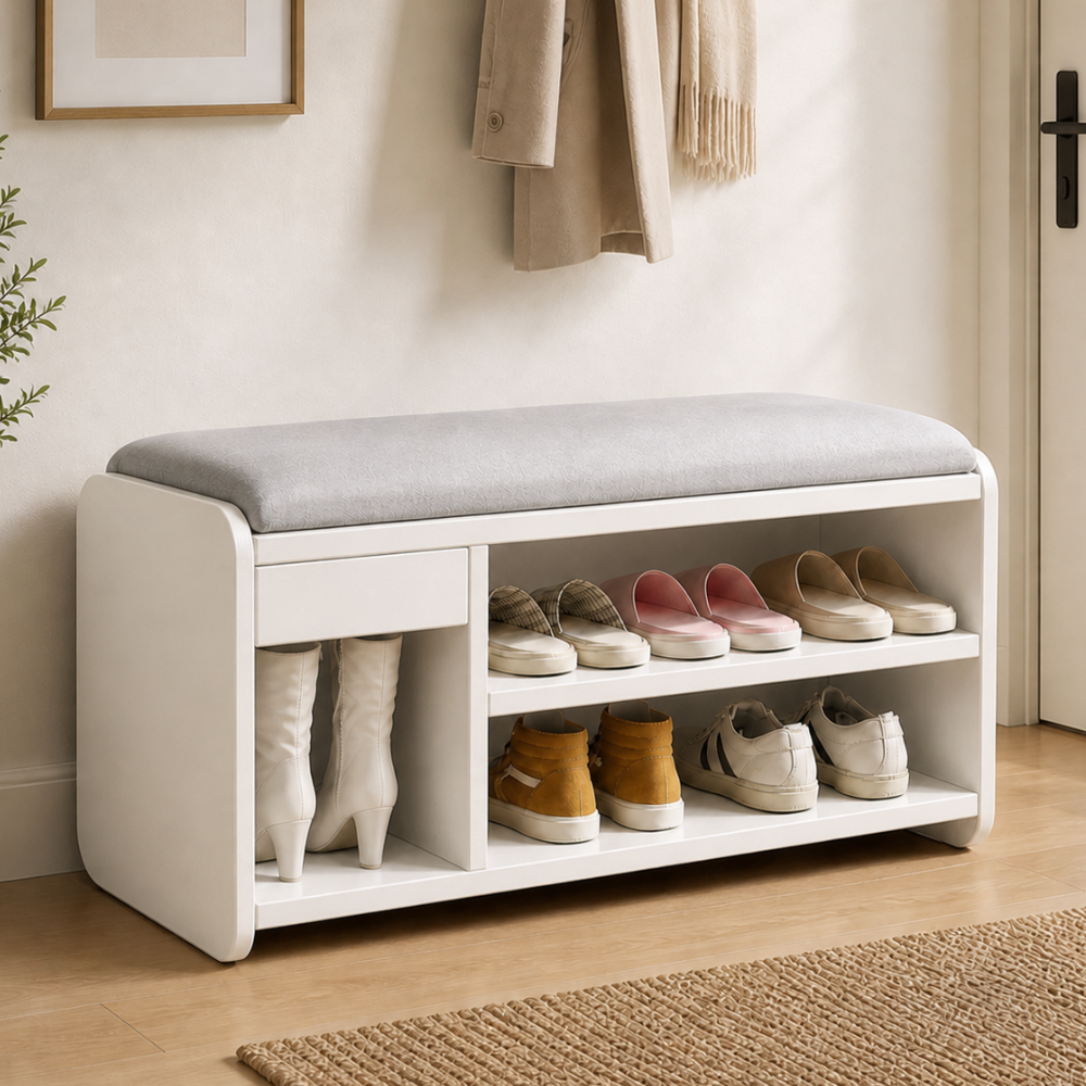 Modern Minimalist Shoe Bench with Two-Tier Storage and | Ridorn-Benches-Ridorn