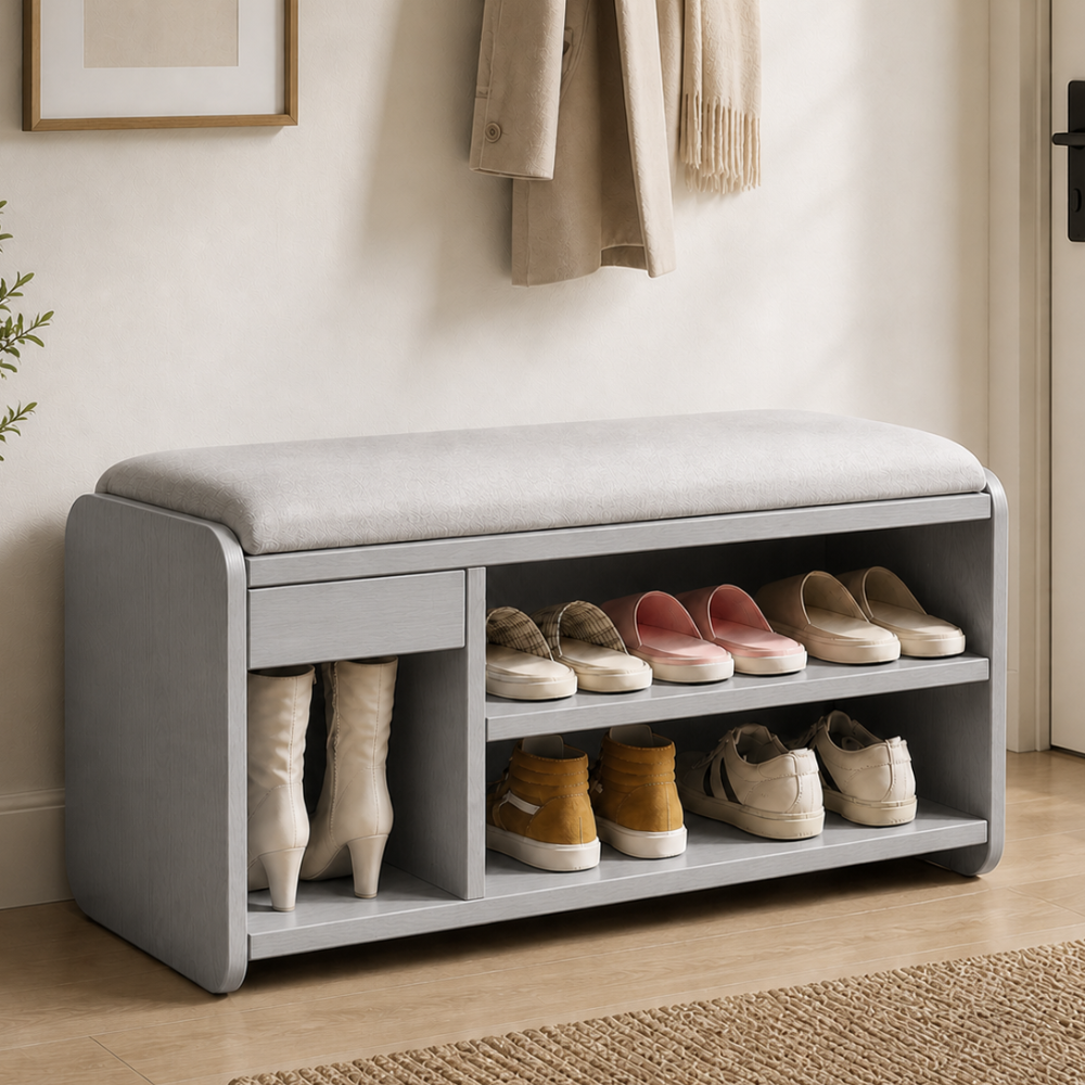 Modern Minimalist Shoe Bench with Two-Tier Storage and | Ridorn-Benches-Ridorn