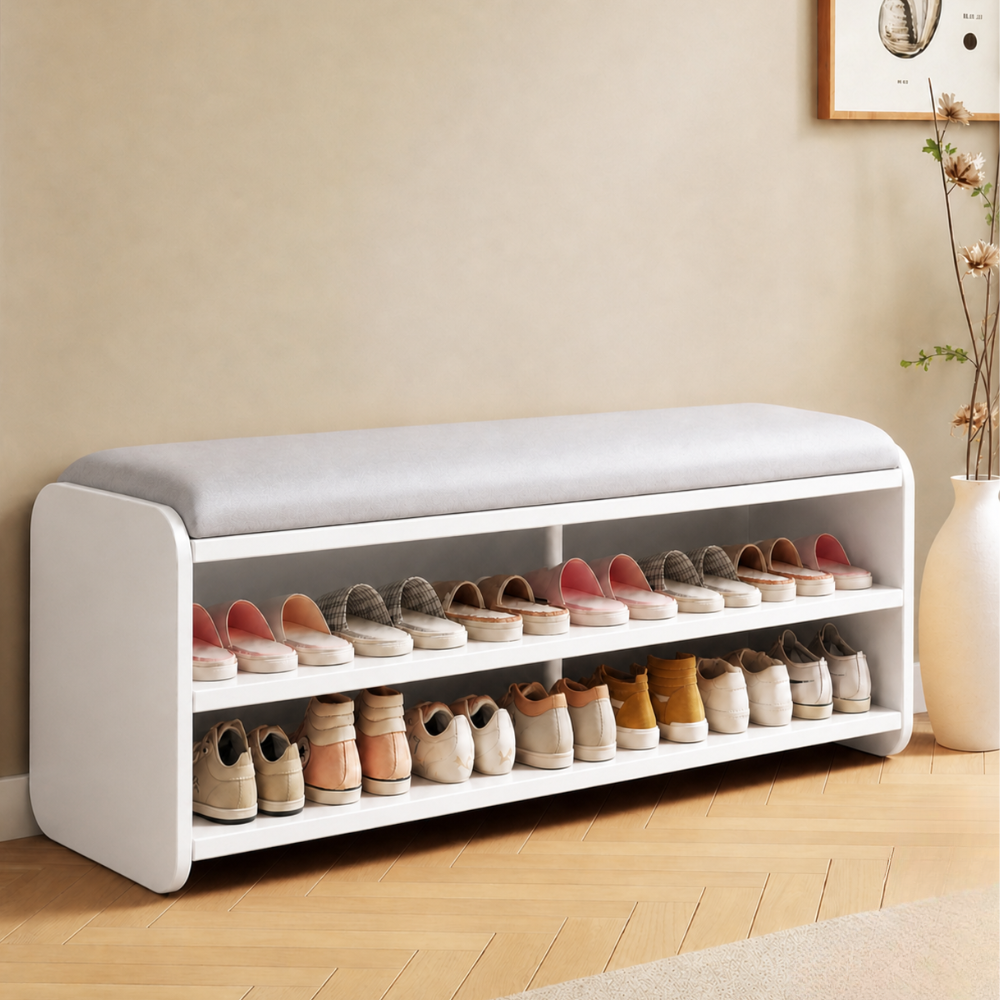 Modern Minimalist Shoe Bench with Two-Tier Storage and | Ridorn-Benches-Ridorn