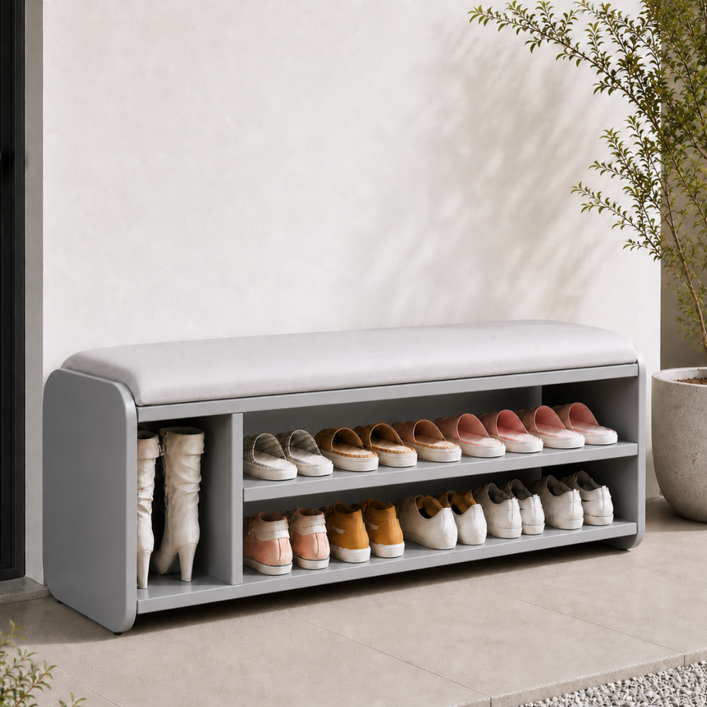 Modern Minimalist Shoe Bench with Two-Tier Storage and | Ridorn-Benches-Ridorn