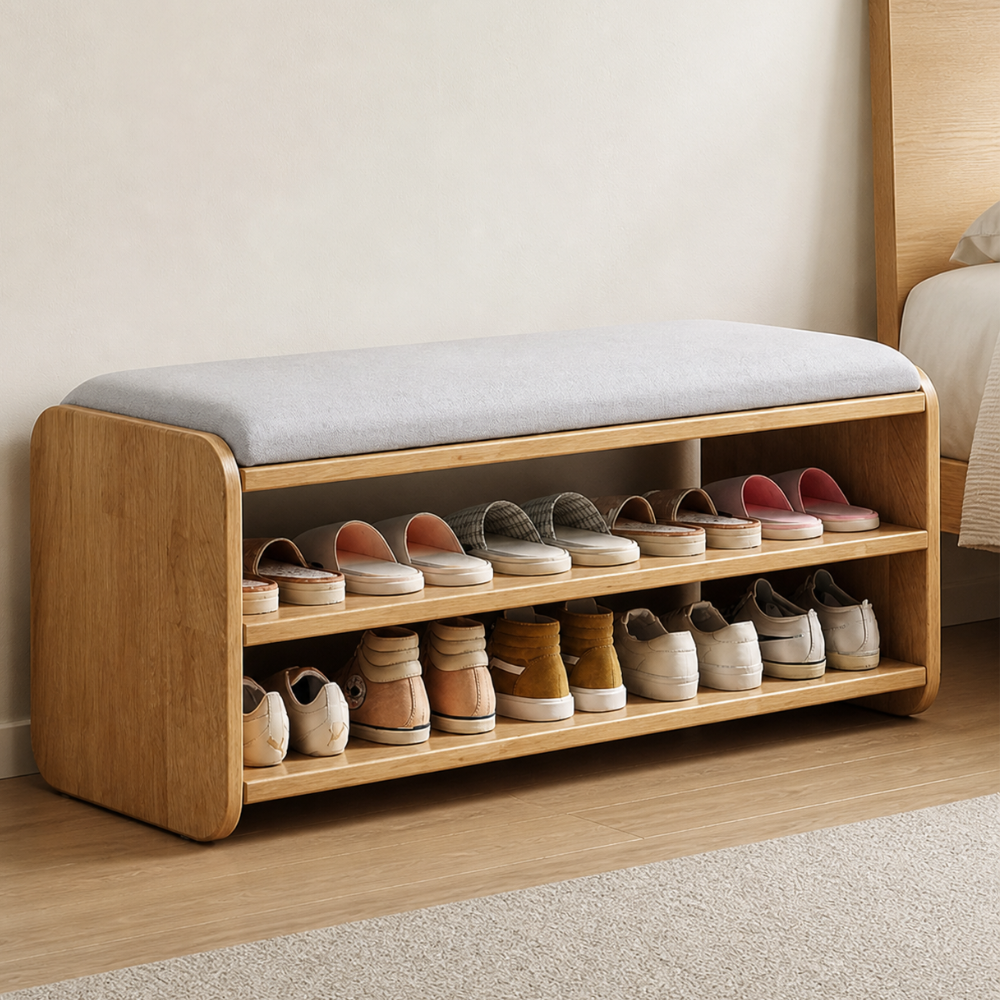 Modern Minimalist Shoe Bench with Two-Tier Storage and | Ridorn-Benches-Ridorn