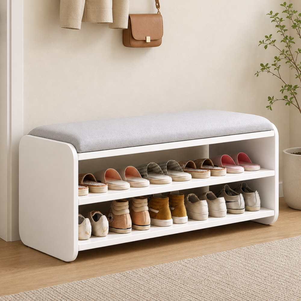 Modern Minimalist Shoe Bench with Two-Tier Storage and | Ridorn-Benches-Ridorn