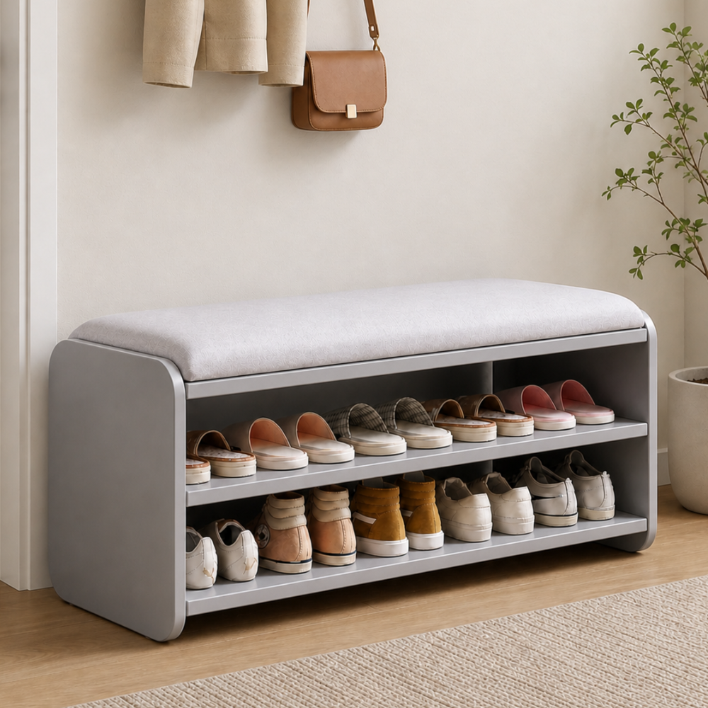 Modern Minimalist Shoe Bench with Two-Tier Storage and | Ridorn-Benches-Ridorn