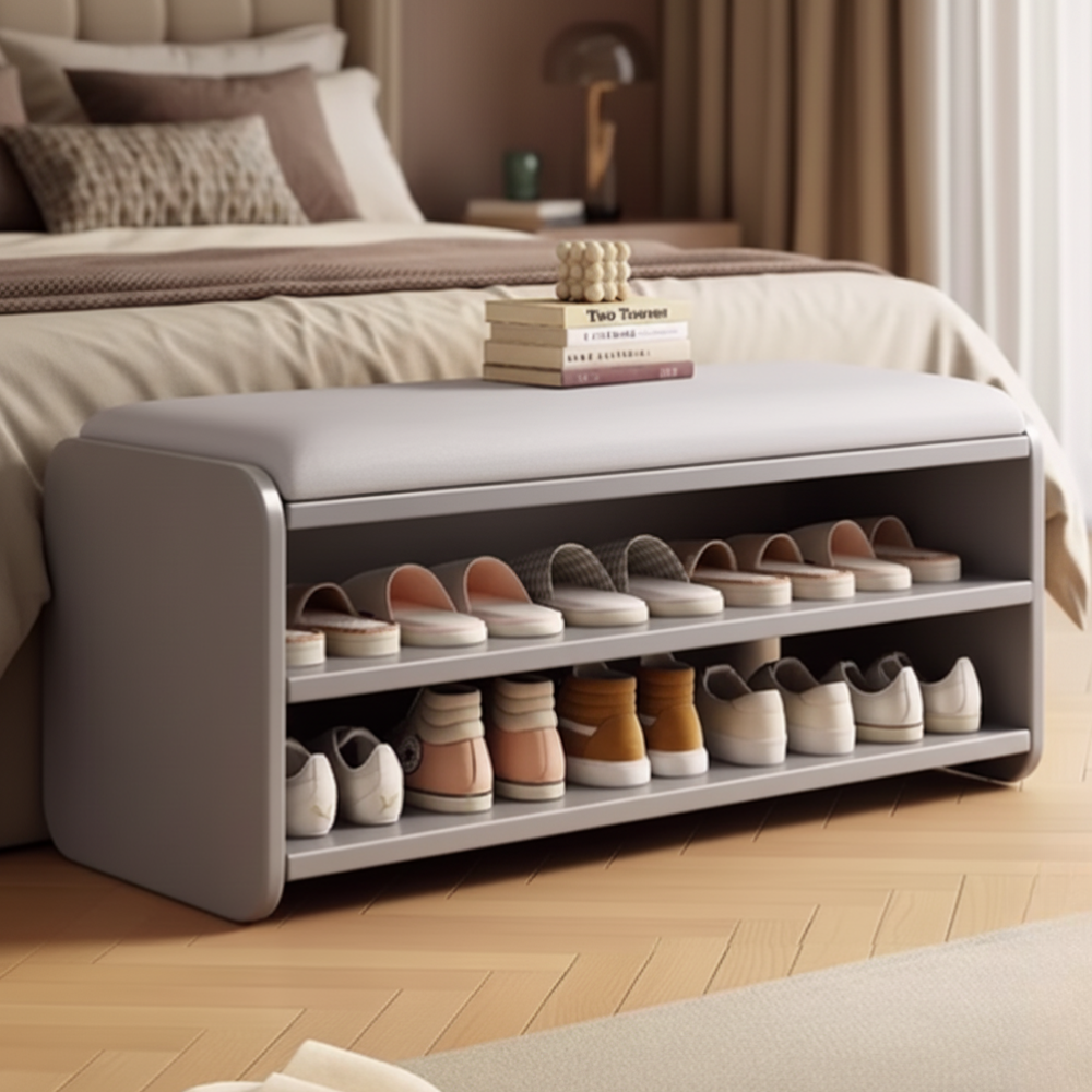 Modern Minimalist Shoe Bench with Two-Tier Storage and | Ridorn-Benches-Ridorn