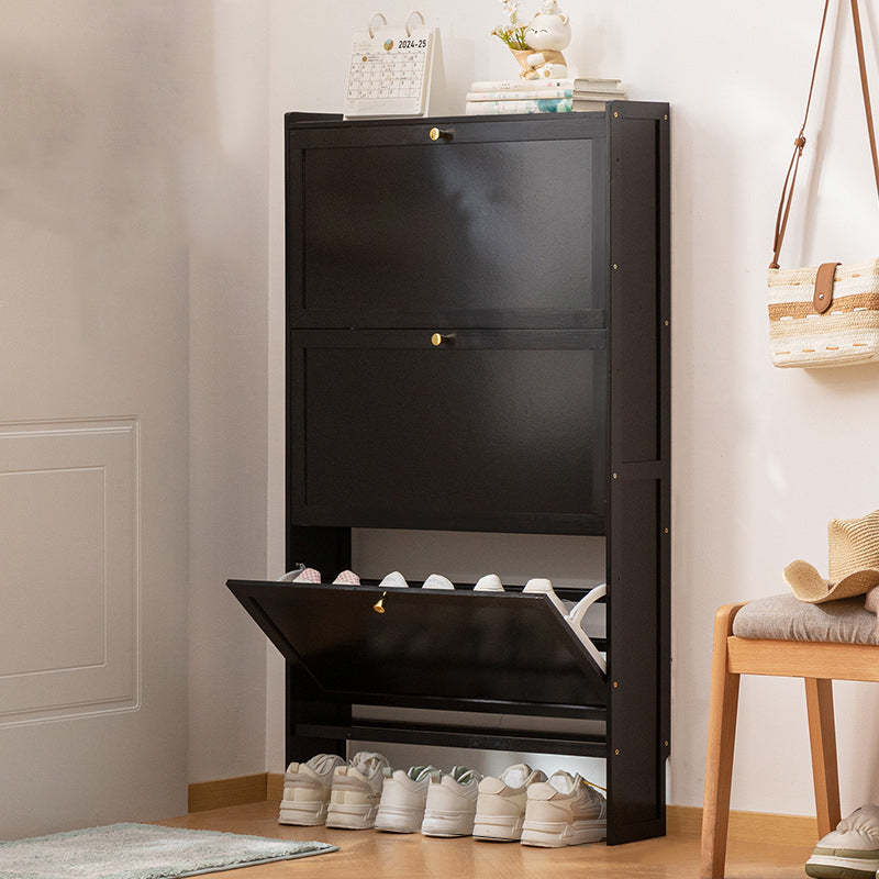 Modern Minimalist Shoe Storage Cabinet in Black Bamboo & MDF | Ridorn-Shoe Cabinets-Ridorn