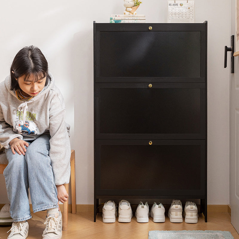 Modern Minimalist Shoe Storage Cabinet in Black Bamboo & MDF | Ridorn-Shoe Cabinets-Ridorn