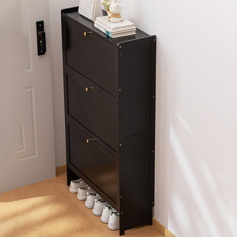 Modern Minimalist Shoe Storage Cabinet in Black Bamboo & MDF | Ridorn-Shoe Cabinets-Ridorn