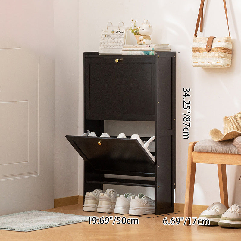 Modern Minimalist Shoe Storage Cabinet in Black Bamboo & MDF | Ridorn-Shoe Cabinets-Ridorn