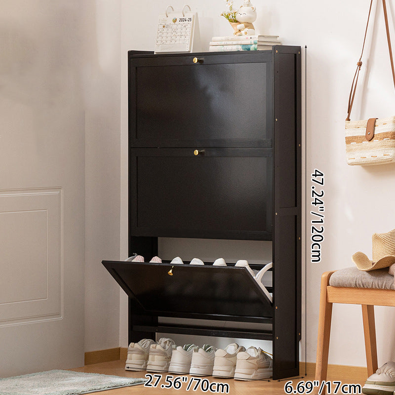 Modern Minimalist Shoe Storage Cabinet in Black Bamboo & MDF | Ridorn-Shoe Cabinets-Ridorn