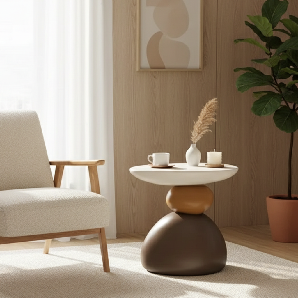 Modern Minimalist Round Stone Side Table for Any Room | Ridorn