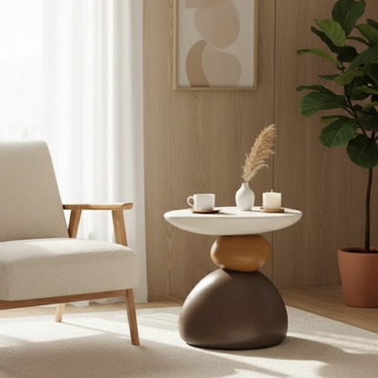 Modern Minimalist Round Stone Side Table for Any Room | Ridorn