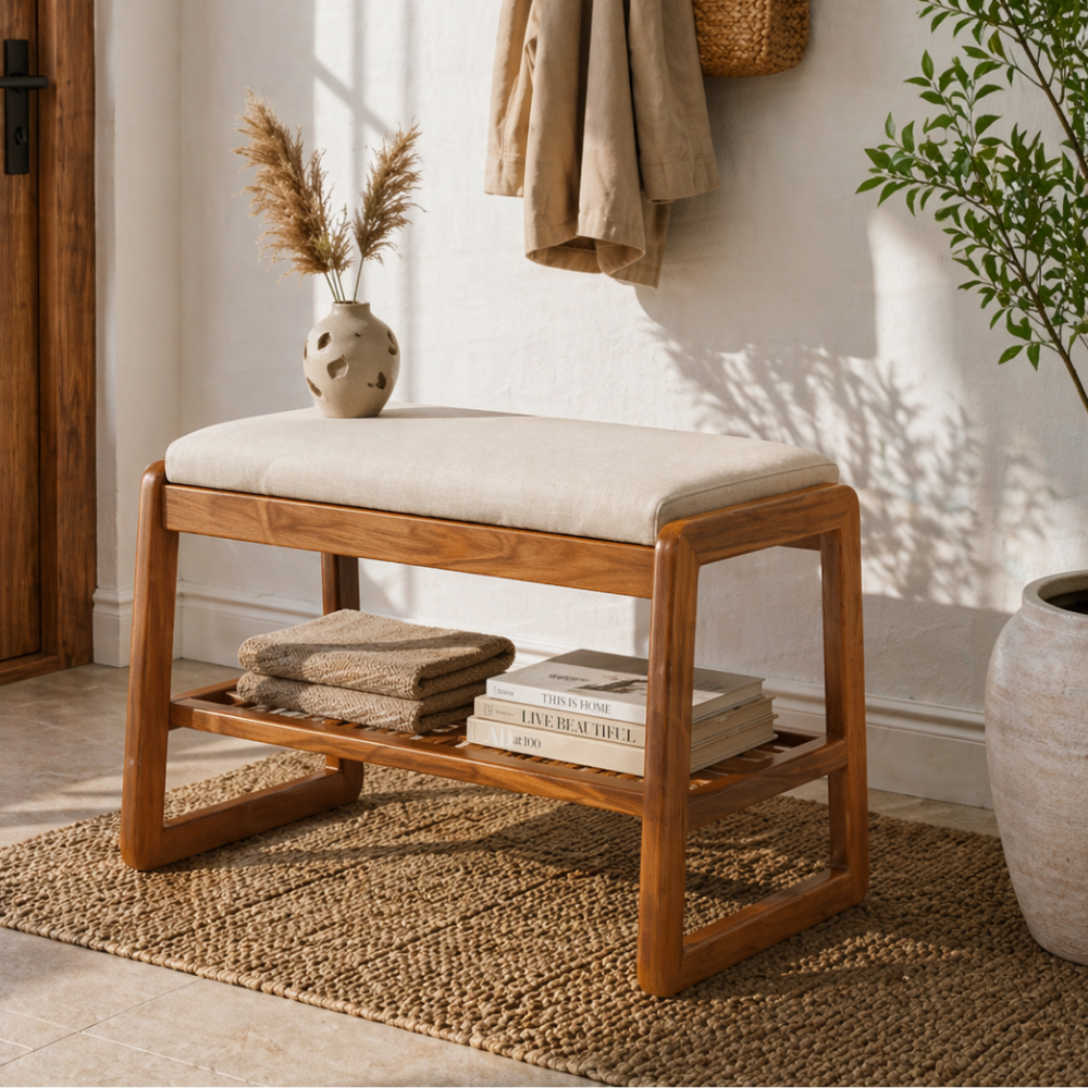 Modern Scandinavian Shoe Rack - Solid Wood with Tech Cloth | Ridorn-Shoe Storage-Ridorn