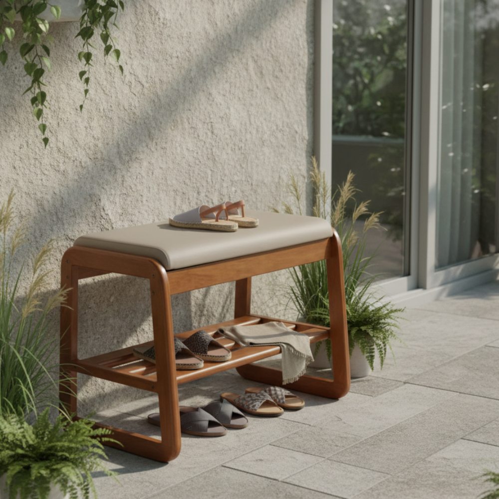 Modern Scandinavian Shoe Rack - Solid Wood with Tech Cloth | Ridorn-Shoe Storage-Ridorn