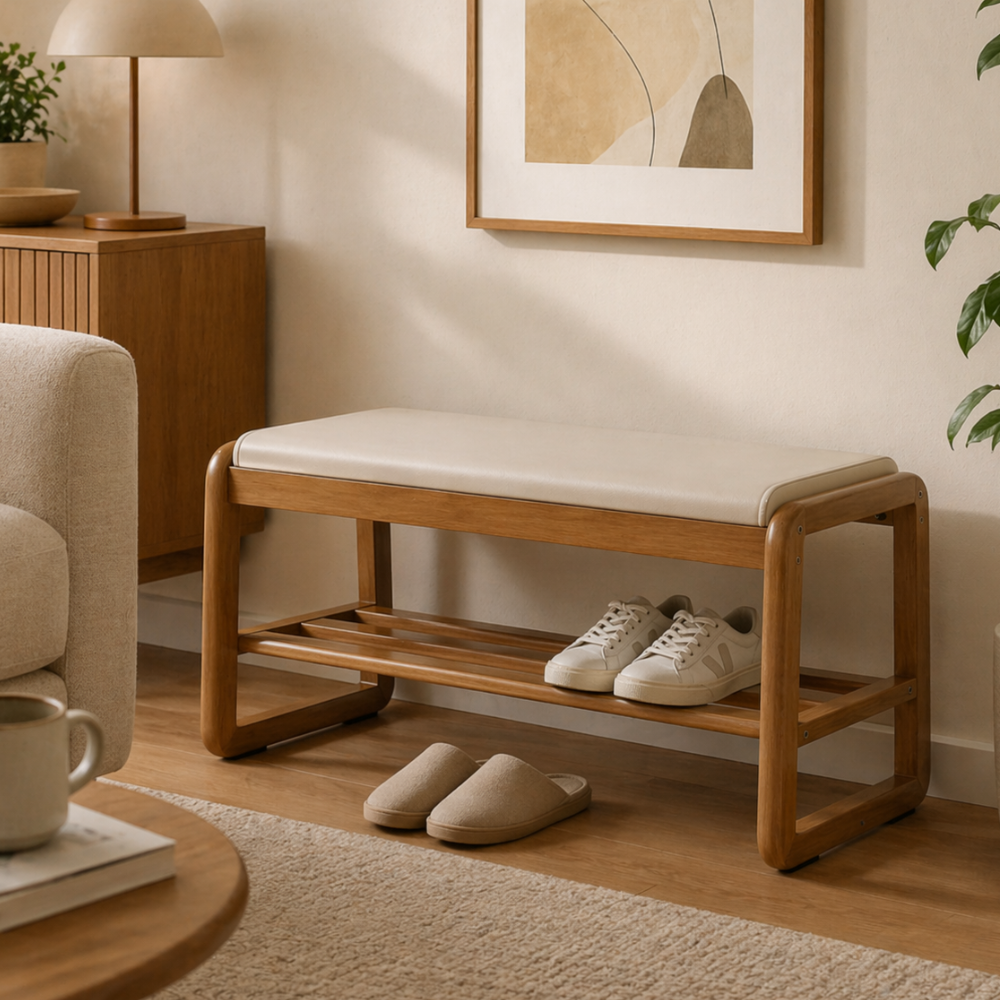 Modern Scandinavian Shoe Rack - Solid Wood with Tech Cloth | Ridorn-Shoe Storage-Ridorn