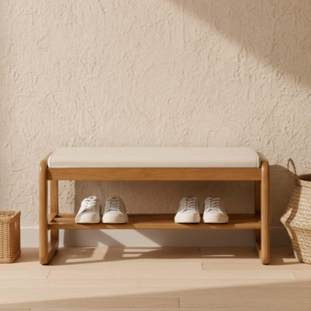 Modern Scandinavian Shoe Rack - Solid Wood with Tech Cloth | Ridorn-Shoe Storage-Ridorn