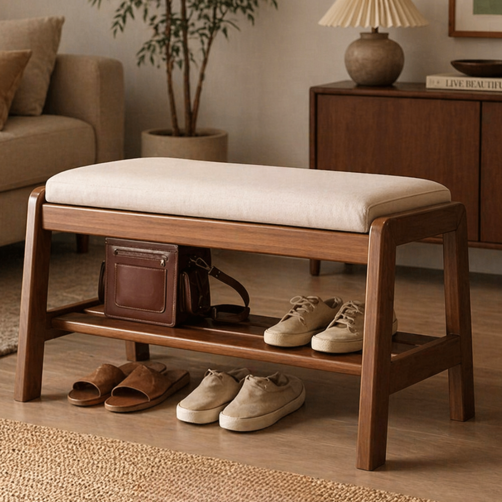 Modern Scandinavian Shoe Rack - Solid Wood with Tech Cloth | Ridorn-Shoe Storage-Ridorn