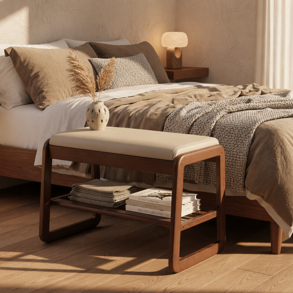 Modern Scandinavian Shoe Rack - Solid Wood with Tech Cloth | Ridorn-Shoe Storage-Ridorn