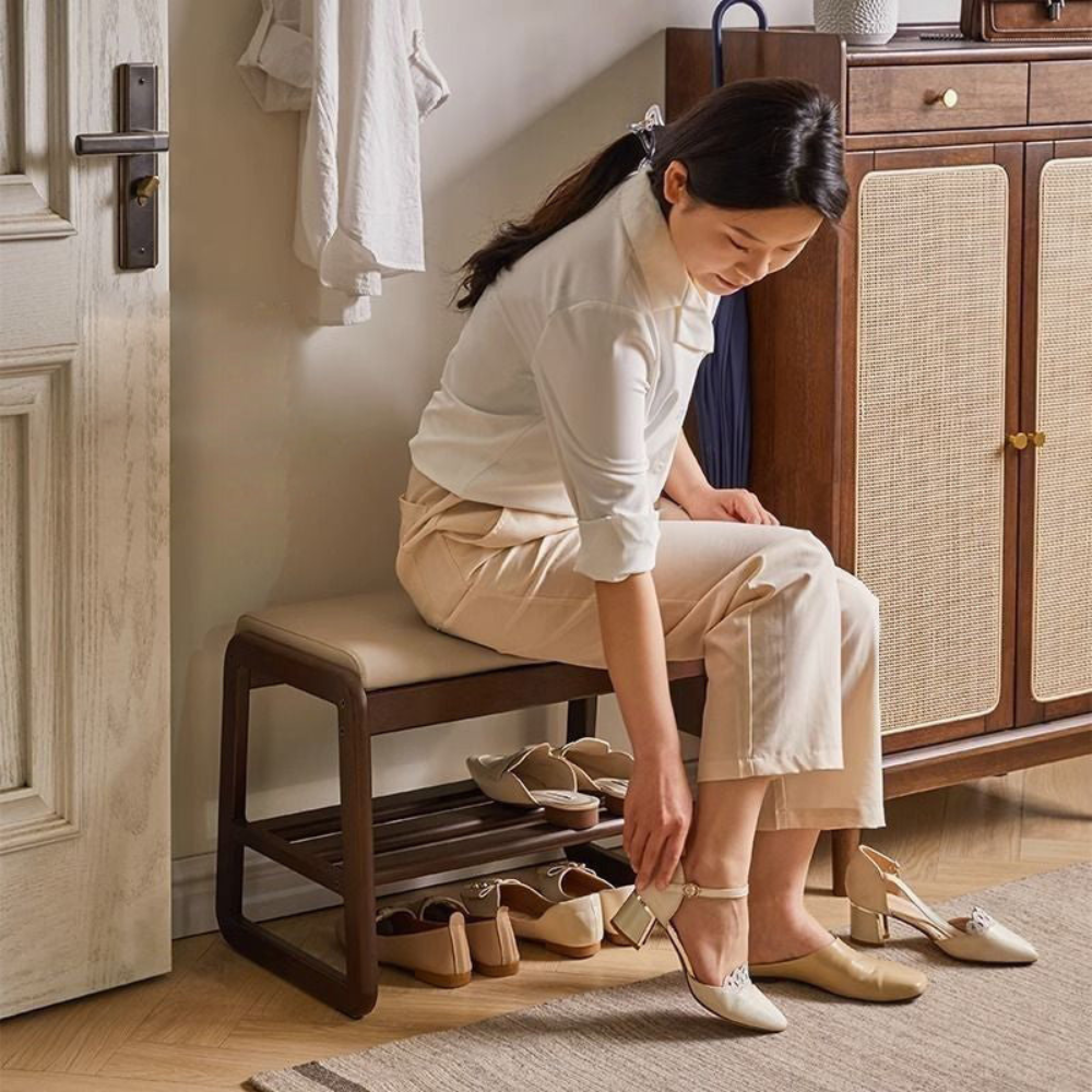 Modern Scandinavian Shoe Rack - Solid Wood with Tech Cloth | Ridorn-Shoe Storage-Ridorn