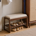 Modern Scandinavian shoe rack solid wood tech cloth front view