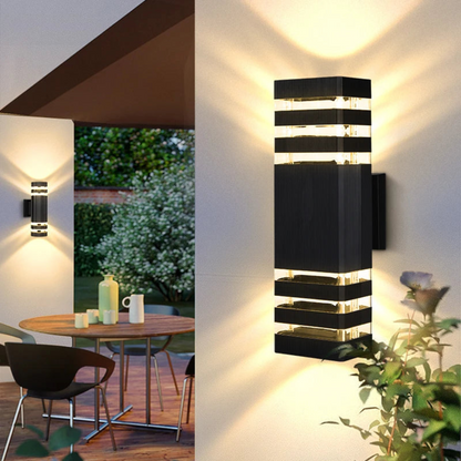 Modern outdoor wall sconce LED light up down view