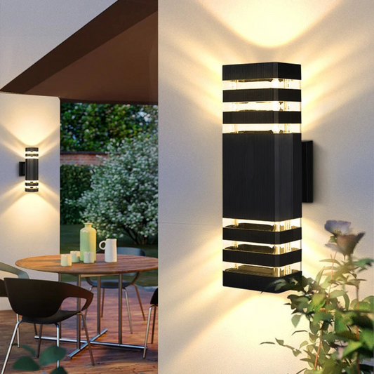 Modern outdoor wall sconce LED light up down view