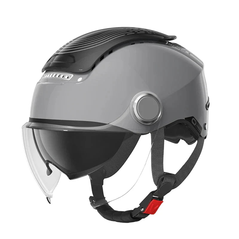 Motorcycle Half Helmet with Dual Visor, Breathable Open Face Summer Riding Helmet-Ridorn