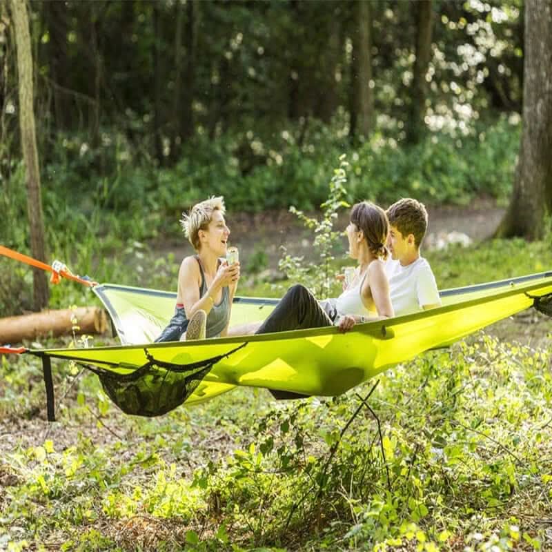 Multi-Person Camping Hammock, 3-Point Anchor Outdoor Hanging Lounger for Family & Groups-Ridorn
