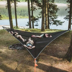 Multi-Person Camping Hammock, 3-Point Anchor Outdoor Hanging Lounger for Family & Groups-Ridorn