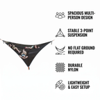 Multi-Person Camping Hammock, 3-Point Anchor Outdoor Hanging Lounger for Family & Groups