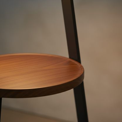 Chic Wooden Floor Lamp with Table and Smart Features | Ridorn