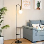 NordHalo Arc | Scandinavian LED Floor Lamp with Side Table | Ridorn-Floor Lamps-Ridorn