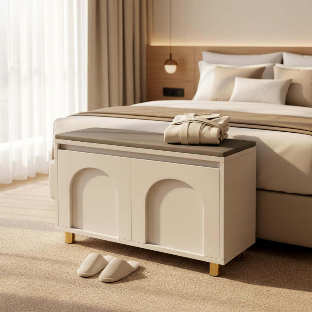 Nordic Faux Leather Shoe Storage Bench for Entryway Seating | Ridorn-Benches-Ridorn