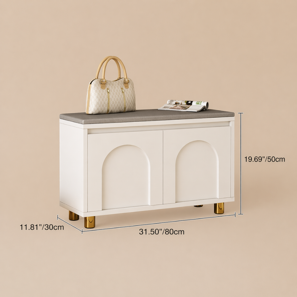 Nordic Faux Leather Shoe Storage Bench for Entryway Seating | Ridorn-Benches-Ridorn