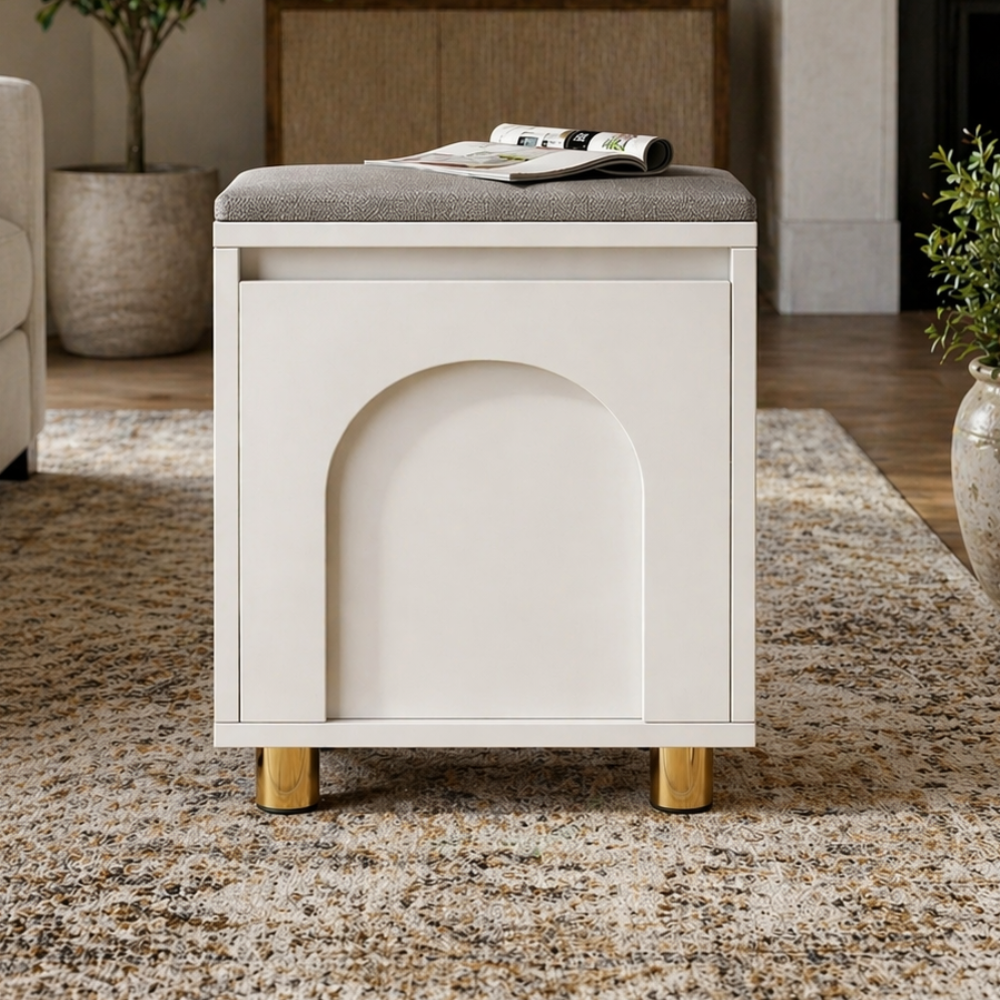 Nordic Faux Leather Shoe Storage Bench for Entryway Seating | Ridorn-Benches-Ridorn