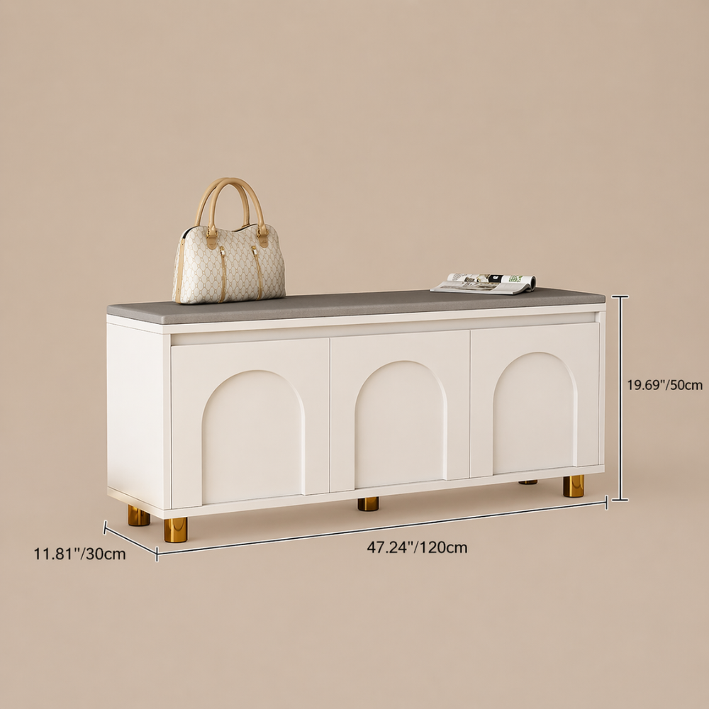 Nordic Faux Leather Shoe Storage Bench for Entryway Seating | Ridorn-Benches-Ridorn