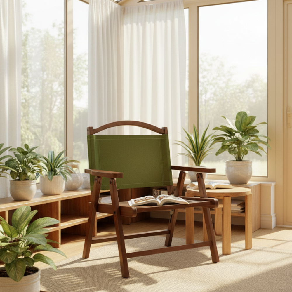Nordic Folding Outdoor Chair with Bamboo Frame and Oxford | Ridorn