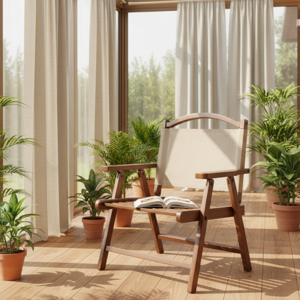 Nordic Folding Outdoor Chair with Bamboo Frame and Oxford | Ridorn