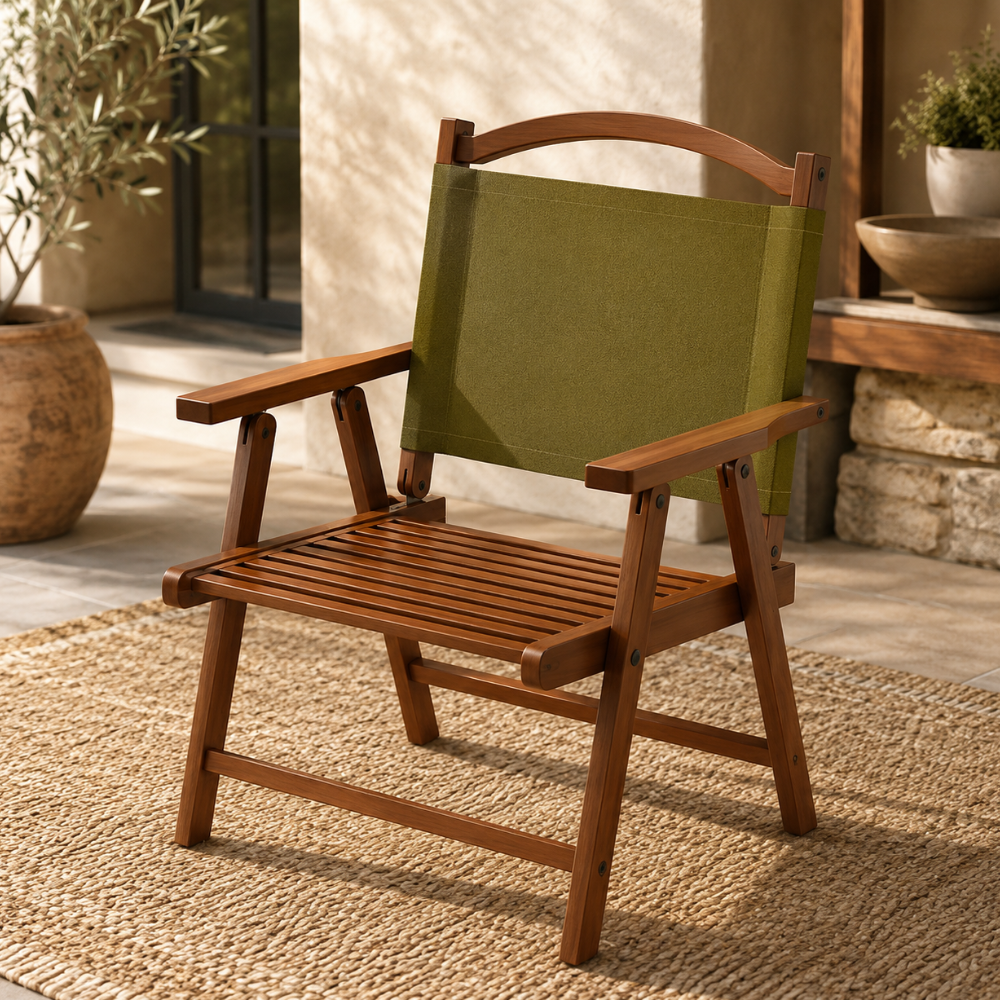 Nordic Folding Outdoor Chair with Bamboo Frame and Oxford | Ridorn