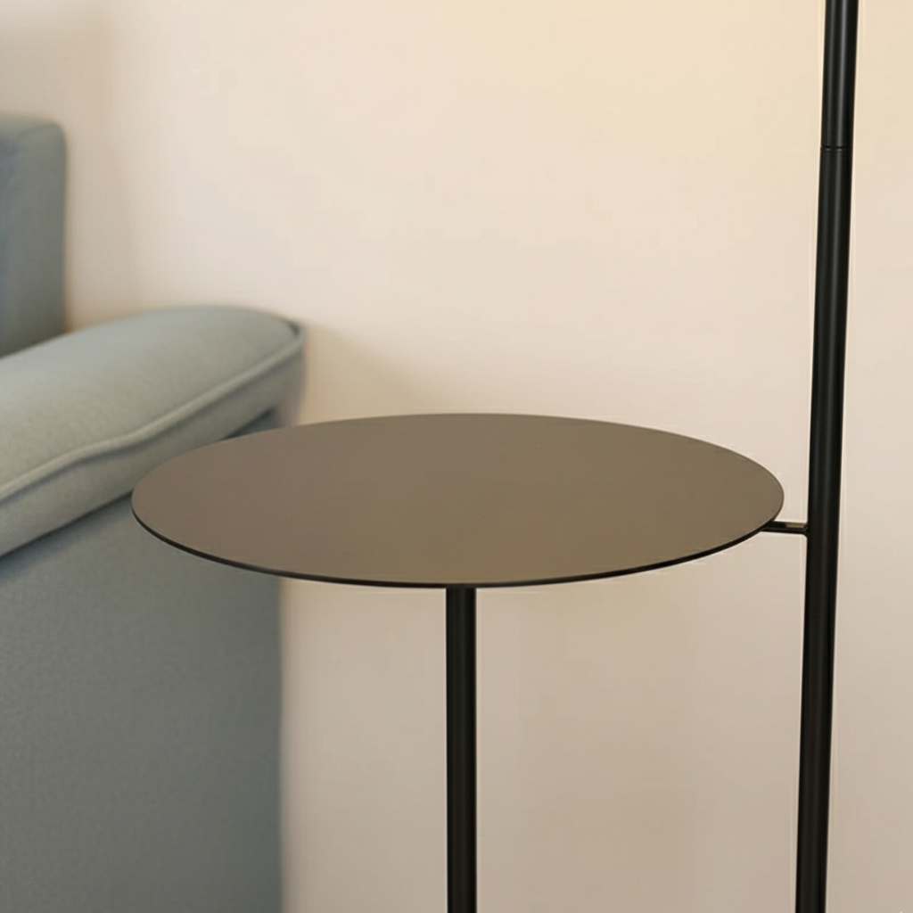 NordHalo Arc | Scandinavian LED Floor Lamp with Side Table | Ridorn