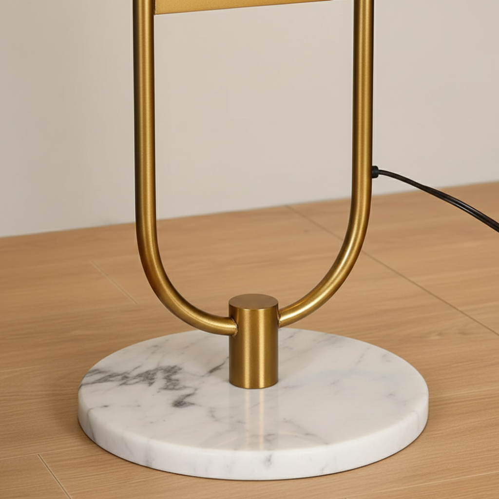 NordHalo Arc | Scandinavian LED Floor Lamp with Side Table | Ridorn