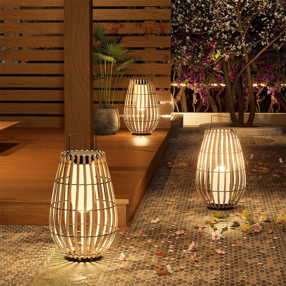 Outdoor Solar Rattan Floor Lamp | Handcrafted Eco-Friendly | Ridorn