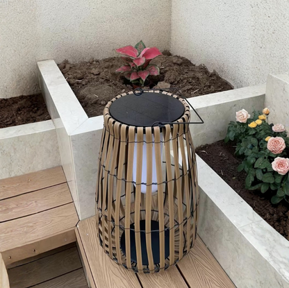 Outdoor Solar Rattan Floor Lamp | Handcrafted Eco-Friendly | Ridorn