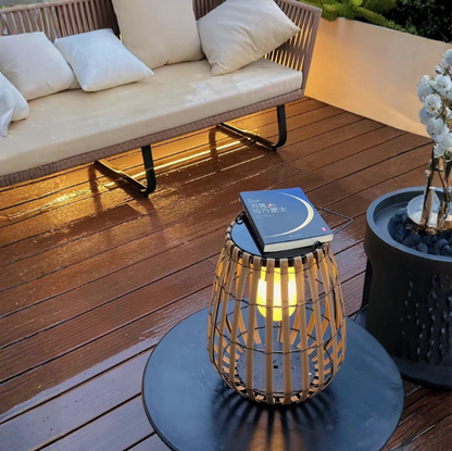 Outdoor Solar Rattan Floor Lamp | Handcrafted Eco-Friendly | Ridorn