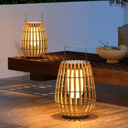 Outdoor Solar Rattan Floor Lamp | Handcrafted Eco-Friendly | Ridorn