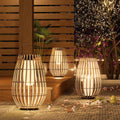 Outdoor solar rattan floor lamp handcrafted eco-friendly studio view