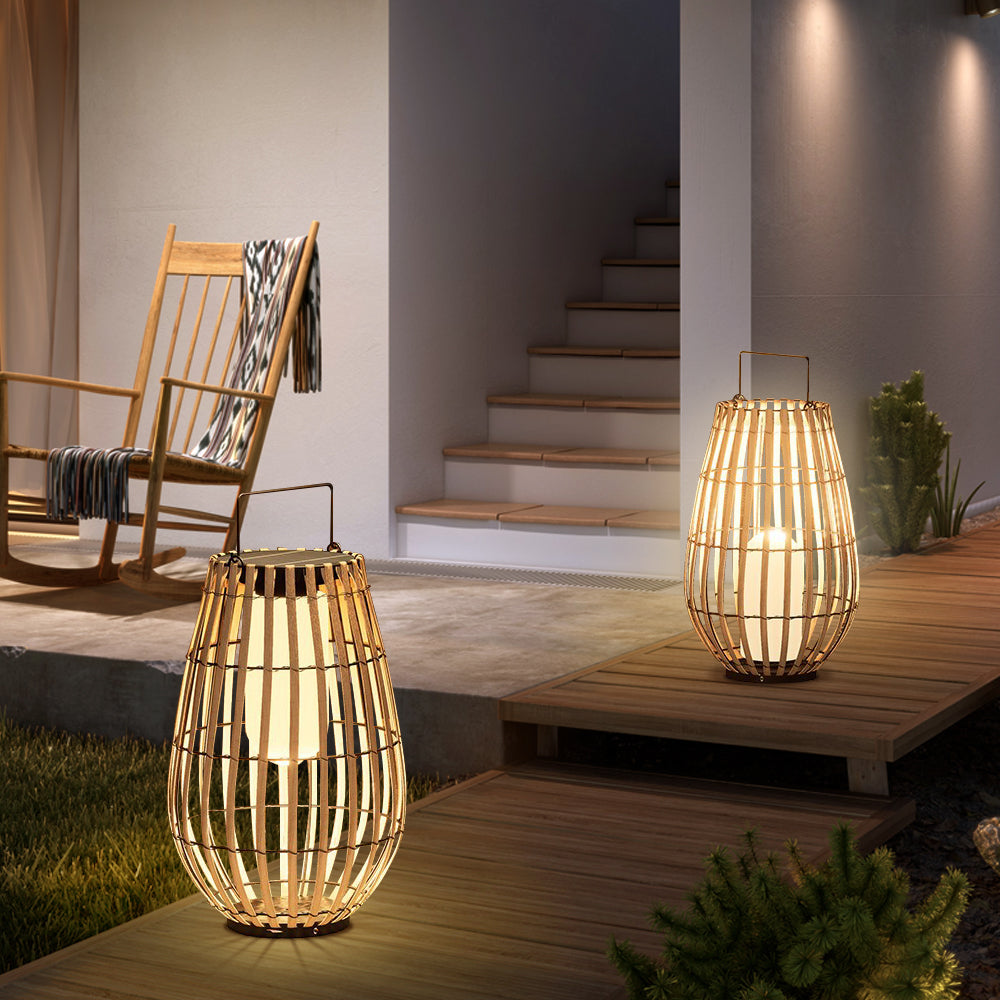 Outdoor Solar Rattan Floor Lamp | Handcrafted Eco-Friendly | Ridorn
